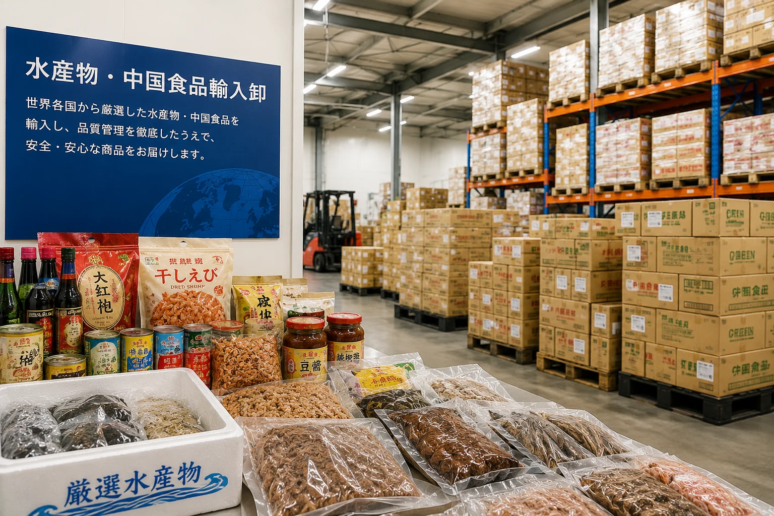 水産物・中国食品輸入卸の倉庫イメージ